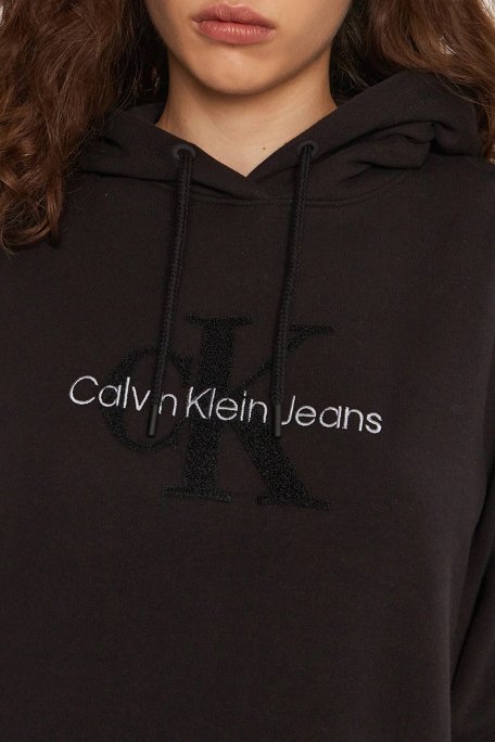 Calvin Klein Pamuklu Kapüşonlu Spor Mini J20J224685BEH Bayan Elbise J20J224685 BEH SİYAH - 4