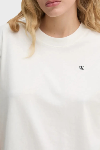 Calvin Klein Pamuklu Logo Baskılı Regular Fit Bisiklet Yaka J20J225238YAS Bayan T Shirt J20J225238 YAS EKRU - 4