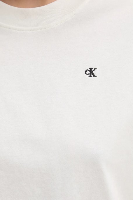 Calvin Klein Pamuklu Logo Baskılı Regular Fit Bisiklet Yaka J20J225238YAS Bayan T Shirt J20J225238 YAS EKRU - 10