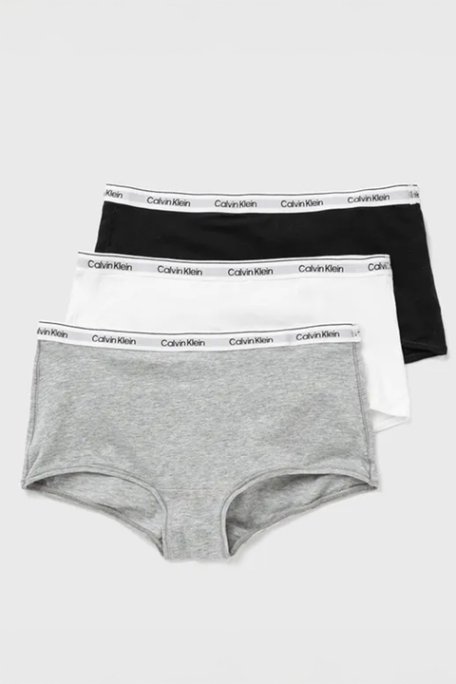 Calvin Klein Pamuklu Logolu 3 Pack LV00QD5344MPI Bayan Külot LV00QD5344 MPI SİYAH-BEYAZ-GRİ - 1