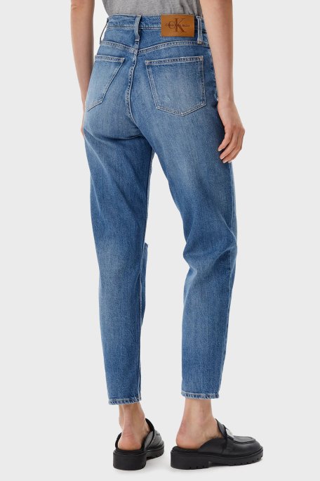 Calvin Klein Pamuklu Mom Fit Yüksek Bel Düz Paça Jeans J20J2251401A4 Bayan Kot Pantolon J20J225140 1A4 MAVİ - 2