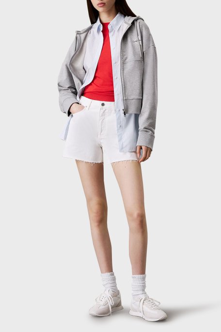 Calvin Klein Pamuklu Mom Fit Yüksek Bel Kısa Kot J20J2251531AA Bayan Short J20J225153 1AA BEYAZ - 2