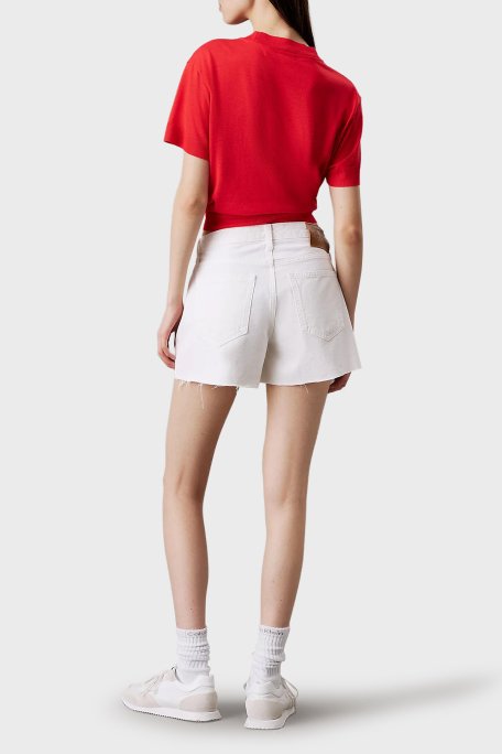 Calvin Klein Pamuklu Mom Fit Yüksek Bel Kısa Kot J20J2251531AA Bayan Short J20J225153 1AA BEYAZ - 3
