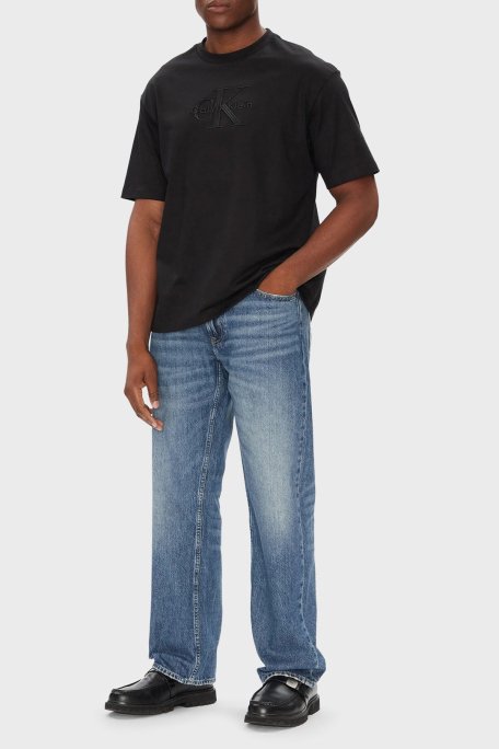 Calvin Klein Pamuklu Oversize Fit Bisiklet Yaka Logolu LV04RB295GUB1 Erkek T Shirt LV04RB295G UB1 SİYAH - 2