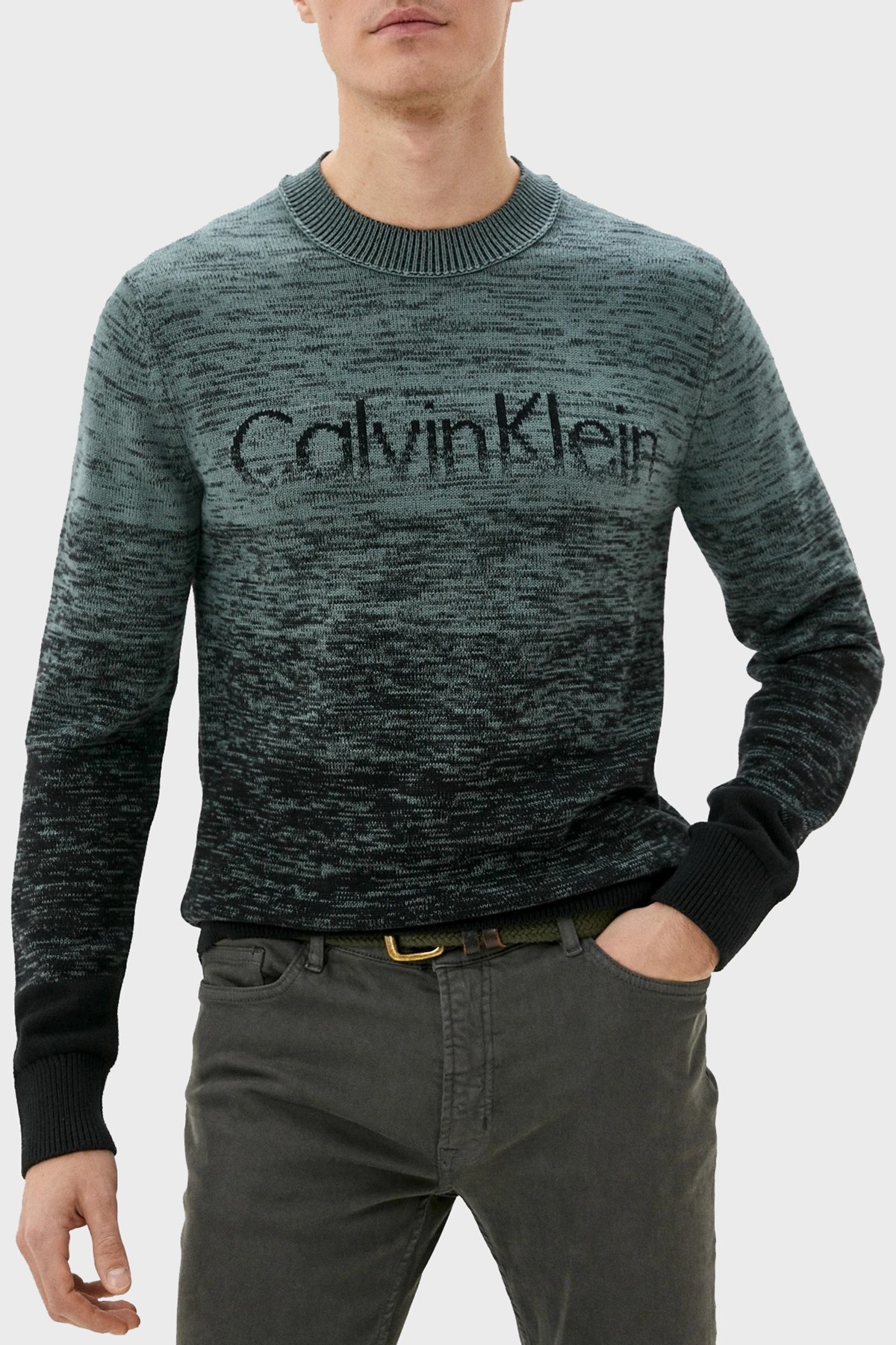 Calvin Klein Pamuklu Regular Fit Bisiklet Yaka Erkek Sweat K10K107451 LA7 YEŞİL