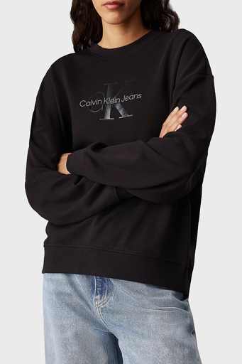 Calvin Klein Pamuklu Regular Fit Bisiklet Yaka Logolu J20J224724BEH Bayan Sweat J20J224724 BEH SİYAH - 1