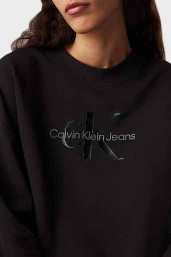 Calvin Klein Pamuklu Regular Fit Bisiklet Yaka Logolu J20J224724BEH Bayan Sweat J20J224724 BEH SİYAH - 4