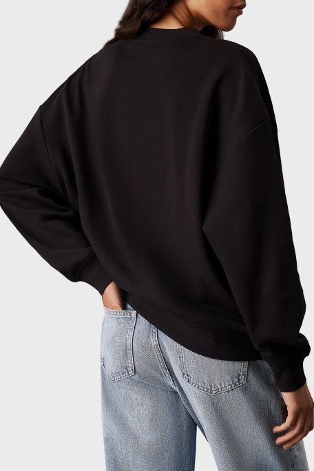 Calvin Klein Pamuklu Regular Fit Bisiklet Yaka Logolu J20J224724BEH Bayan Sweat J20J224724 BEH SİYAH - 3