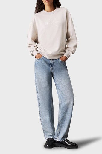 Calvin Klein Pamuklu Regular Fit Bisiklet Yaka Logolu J20J224724PDH Bayan Sweat J20J224724 PDH AÇIK GRİ - 3