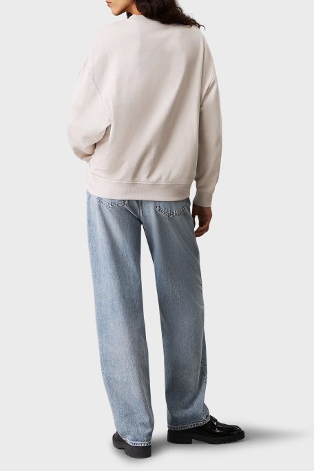 Calvin Klein Pamuklu Regular Fit Bisiklet Yaka Logolu J20J224724PDH Bayan Sweat J20J224724 PDH AÇIK GRİ - 3