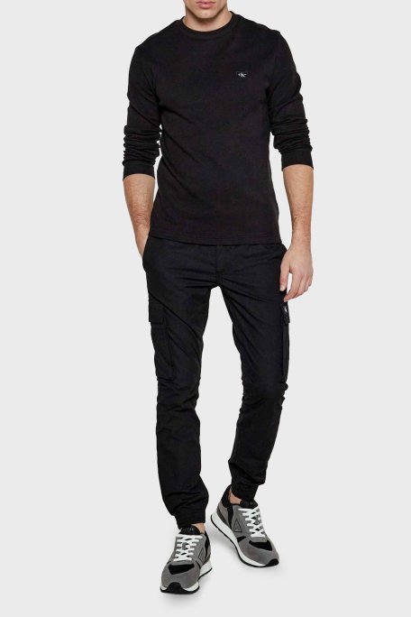 Calvin Klein Pamuklu Regular Fit Bisiklet Yaka Uzun Kollu J30J327117BEH Erkek T Shirt J30J327117 BEH SİYAH - 2