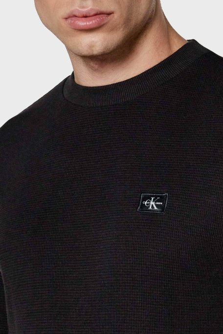 Calvin Klein Pamuklu Regular Fit Bisiklet Yaka Uzun Kollu J30J327117BEH Erkek T Shirt J30J327117 BEH SİYAH - 4