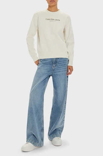 Calvin Klein Pamuklu Regular Fit Logolu J20J224913YBI Bayan Sweat J20J224913 YBI EKRU - 3