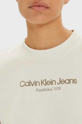 Calvin Klein Pamuklu Regular Fit Logolu J20J224913YBI Bayan Sweat J20J224913 YBI EKRU - 4
