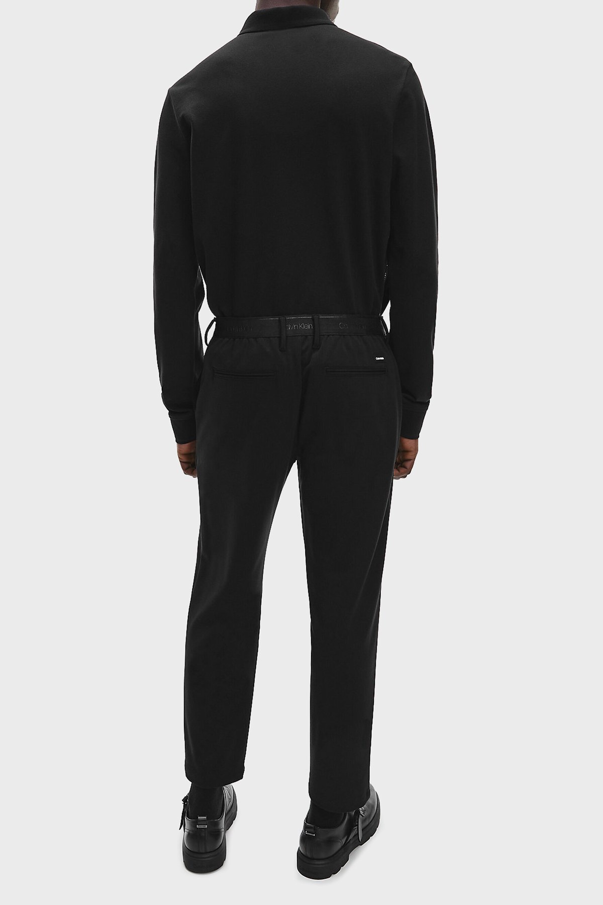 Calvin Klein Pamuklu Regular Fit Uzun Kollu Düğmeli T Shirt Erkek Polo K10K107736 BEH SİYAH