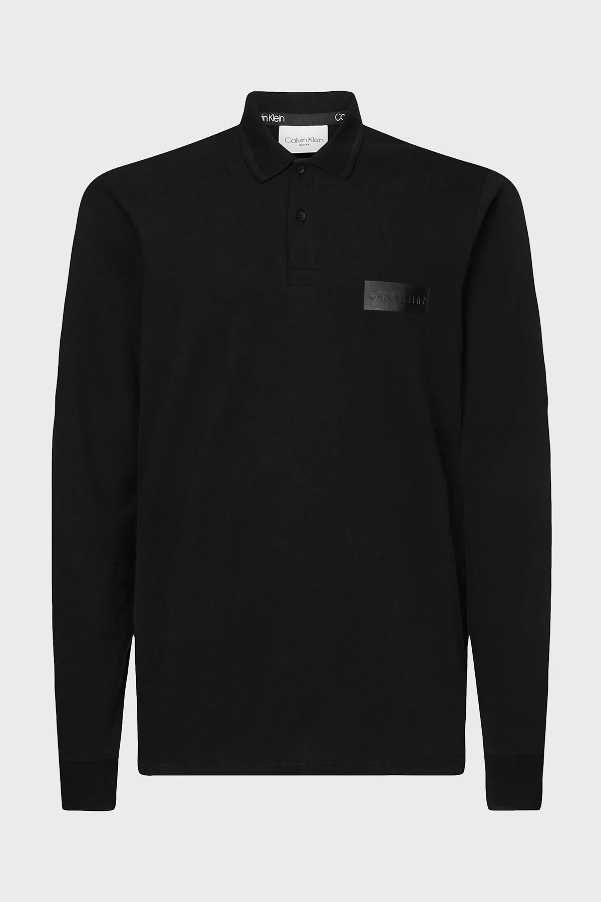 Calvin Klein Pamuklu Regular Fit Uzun Kollu Düğmeli T Shirt Erkek Polo K10K107736 BEH SİYAH