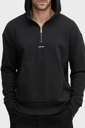 Calvin Klein Pamuklu Regular Fit Yarım Fermuarlı Kapüşonlu K10K113762BEH Erkek Sweat K10K113762 BEH SİYAH - 1