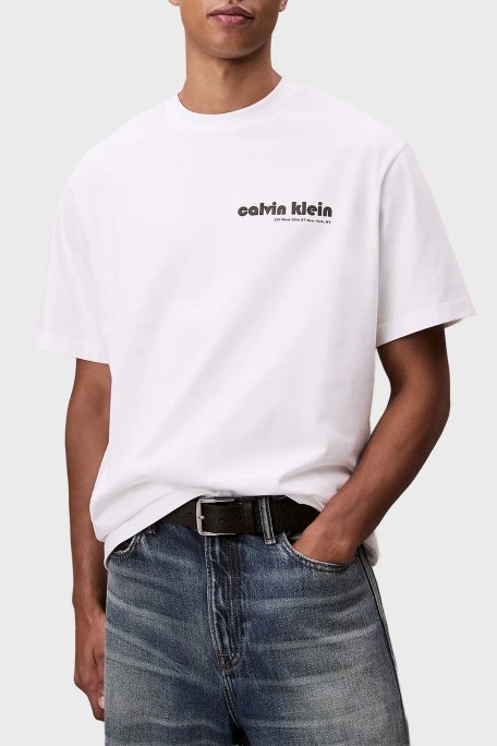 Calvin Klein Pamuklu Relaxed Fit Bisiklet Yaka Logolu LV04RC829GYAA Erkek T Shirt LV04RC829G YAA BEYAZ - 1