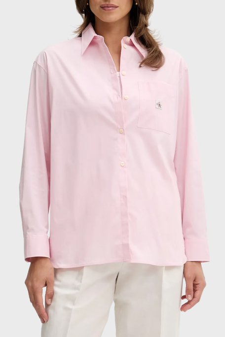 Calvin Klein Pamuklu Relaxed Fit Uzun Kollu Logolu LV047C143GW0S Bayan Gömlek LV047C143G W0S PEMBE - 6