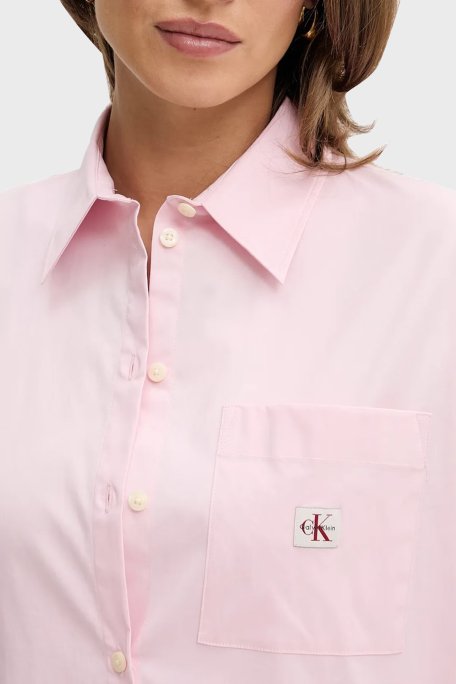 Calvin Klein Pamuklu Relaxed Fit Uzun Kollu Logolu LV047C143GW0S Bayan Gömlek LV047C143G W0S PEMBE - 9