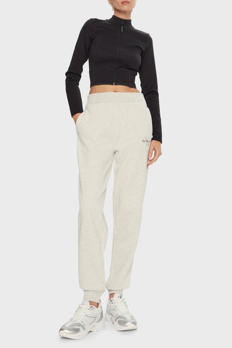 Calvin Klein Pamuklu Relaxed Fit Yüksek Bel Lastikli Paça Jogger J20J223590P6G Bayan Pantolon J20J223590 P6G AÇIK GRİ - 2