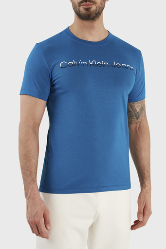 Calvin Klein Pamuklu Slim Fit Bisiklet Yaka J30J322511C3B Erkek T Shirt J30J322511 C3B MAVİ - 4