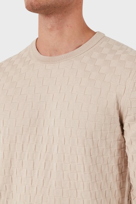 Calvin Klein Pamuklu Slim Fit Bisiklet Yaka K10K113747ACE Erkek Kazak K10K113747 ACE EKRU - 4