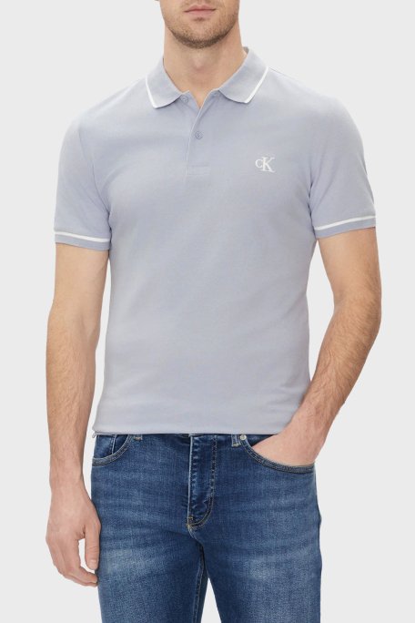 Calvin Klein Pamuklu Slim Fit Düğmeli J30J315603CAG Erkek Polo Yaka T Shirt J30J315603 CAG AÇIK MAVİ - 1