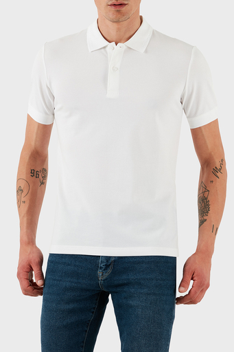 Calvin Klein Pamuklu Slim Fit Düğmeli K10K114484YAF Erkek Polo Yaka T Shirt K10K114484 YAF BEYAZ - 1