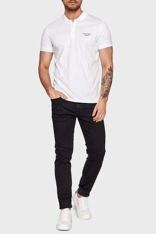 Calvin Klein - Calvin Klein Pamuklu Slim Fit Düğmeli T Shirt Erkek Polo J30J320088 YAF BEYAZ (1)