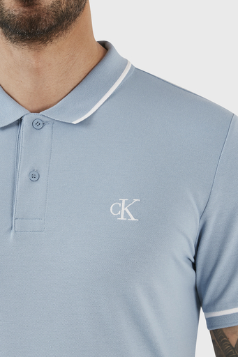 Calvin Klein Pamuklu Slim Fit Düğmeli Yaka J30J315603DAR Erkek Polo T Shirt J30J315603 DAR LACİVERT - 5