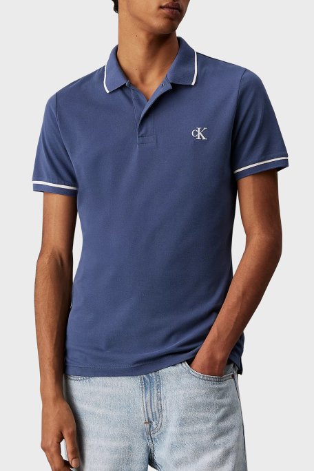 Calvin Klein Pamuklu Slim Fit Düğmeli Yaka Polo T Shirt J30J315603CK1 Erkek Polo Yaka T Shirt J30J315603 CK1 İNDİGO - 1