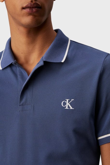 Calvin Klein Pamuklu Slim Fit Düğmeli Yaka Polo T Shirt J30J315603CK1 Erkek Polo Yaka T Shirt J30J315603 CK1 İNDİGO - 4