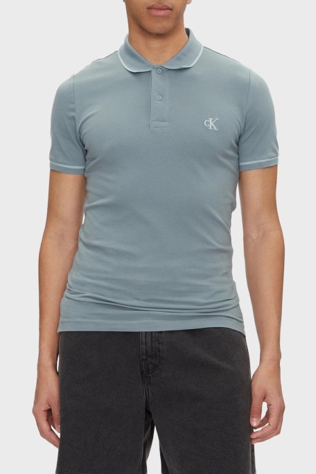Calvin Klein Pamuklu Slim Fit Düğmeli Yaka Polo T Shirt J30J315603CKM Erkek Polo Yaka T Shirt J30J315603 CKM AÇIK MAVİ - 1