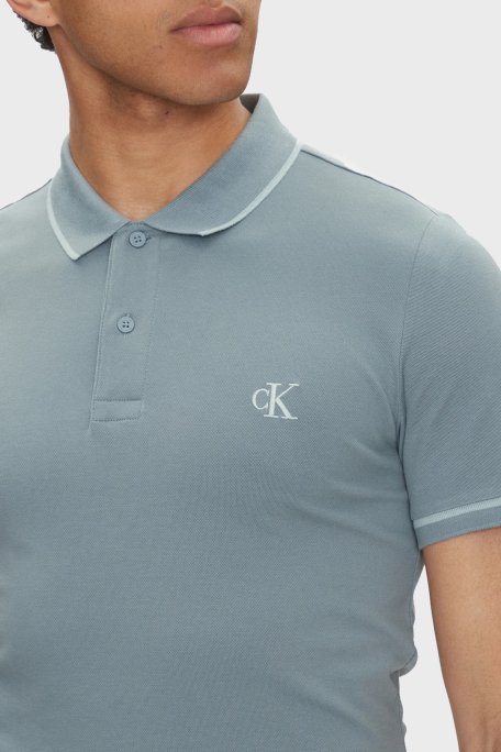 Calvin Klein Pamuklu Slim Fit Düğmeli Yaka Polo T Shirt J30J315603CKM Erkek Polo Yaka T Shirt J30J315603 CKM AÇIK MAVİ - 4