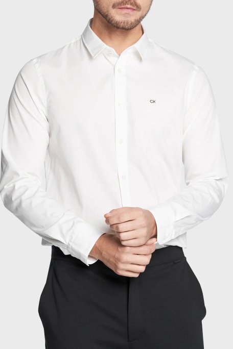 Calvin Klein Pamuklu Slim Fit İnce Poplin Streç Erkek Gömlek K10K110856 YAF BEYAZ - 6