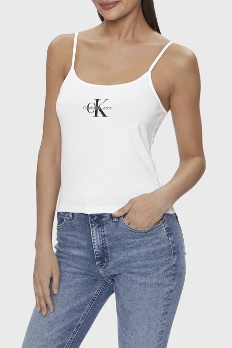 Calvin Klein Pamuklu Slim Fit İp Askılı J20J223105YAF Bayan Top J20J223105 YAF BEYAZ - 1
