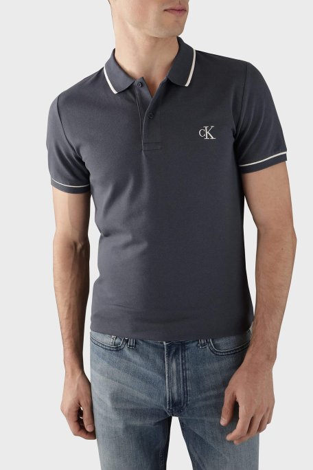 Calvin Klein Pamuklu Slim Fit J30J315603CGE Erkek Polo Yaka T Shirt J30J315603 CGE LACİVERT - 1
