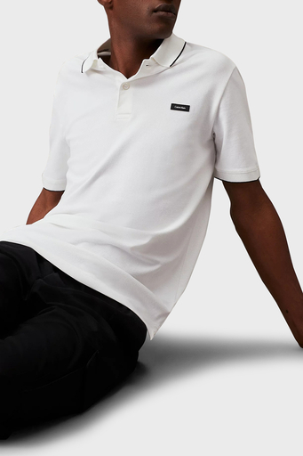 Calvin Klein Pamuklu Slim Fit K10K112751YAF Erkek Polo Yaka T Shirt K10K112751 YAF BEYAZ - 1