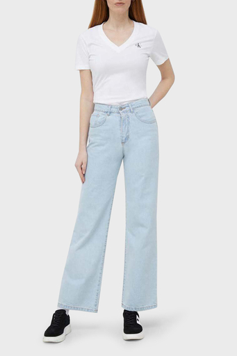 Calvin Klein Pamuklu Slim Fit V Yaka J20J220303YAF Bayan T Shirt J20J220303 YAF BEYAZ - 3