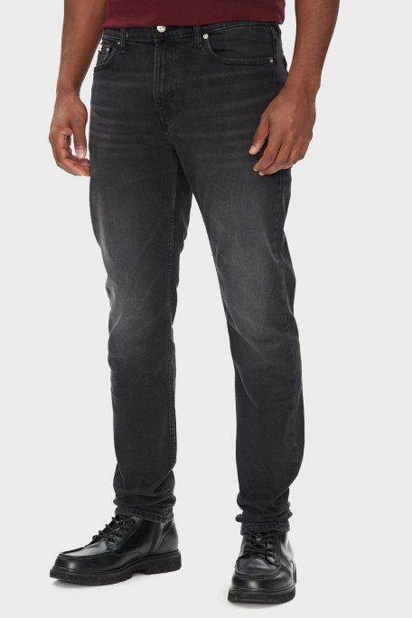 Calvin Klein Pamuklu Slim Tapered Fit Orta Bel Dar Paça Jeans LV04RB754G846 Erkek Kot Pantolon LV04RB754G 846 SİYAH - 1