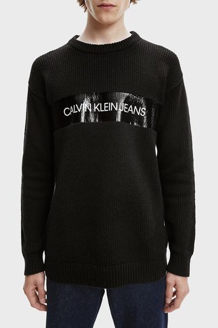 Calvin Klein - Calvin Klein Pamuklu ve Yünlü Regular Fit Bisiklet Yaka Erkek Sweat J30J317119 BEH SİYAH