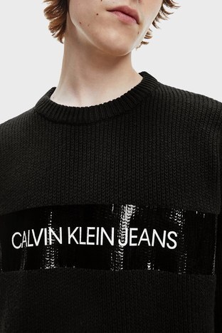 Calvin Klein - Calvin Klein Pamuklu ve Yünlü Regular Fit Bisiklet Yaka Erkek Sweat J30J317119 BEH SİYAH (1)