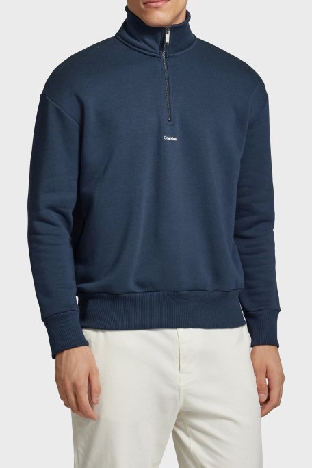 Calvin Klein Pamuklu Yarım Fermuarlı Dik Yaka K10K113569PPK Erkek Sweat K10K113569 PPK LACİVERT - 1