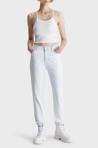 Calvin Klein Pamuklu Yüksek Bel Dar Paça Mom Jeans J20J2208591AA Bayan Kot Pantolon J20J220859 1AA BEYAZ - 1