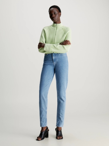 Calvin Klein Pamuklu Yüksek Bel Mom Fit Jeans J20J2221531AA Bayan Kot Pantolon J20J222153 1AA AÇIK MAVİ - 3