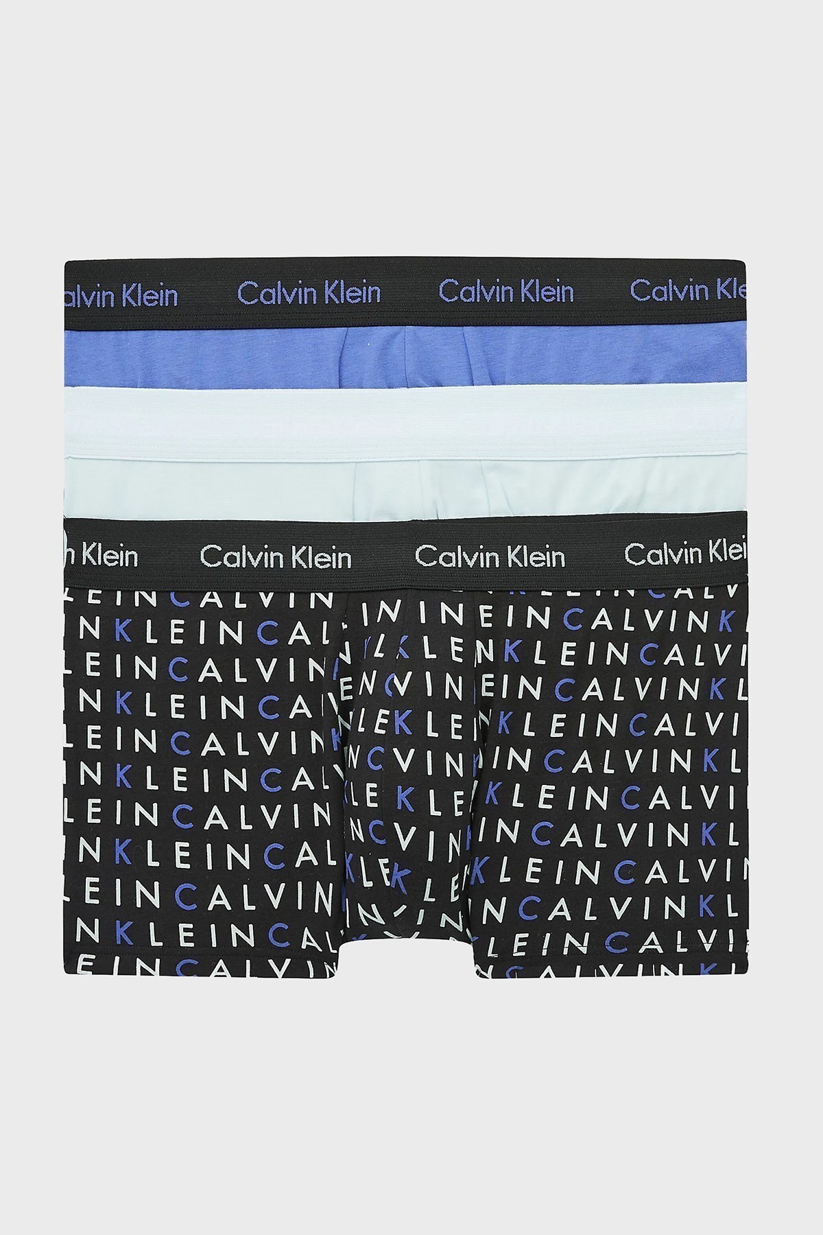 Calvin Klein Pamuklu Yumuşak Dokulu Esnek 3 Pack Erkek Boxer 0000U2664G 1WH Siyah-Beyaz-Açık Mavi