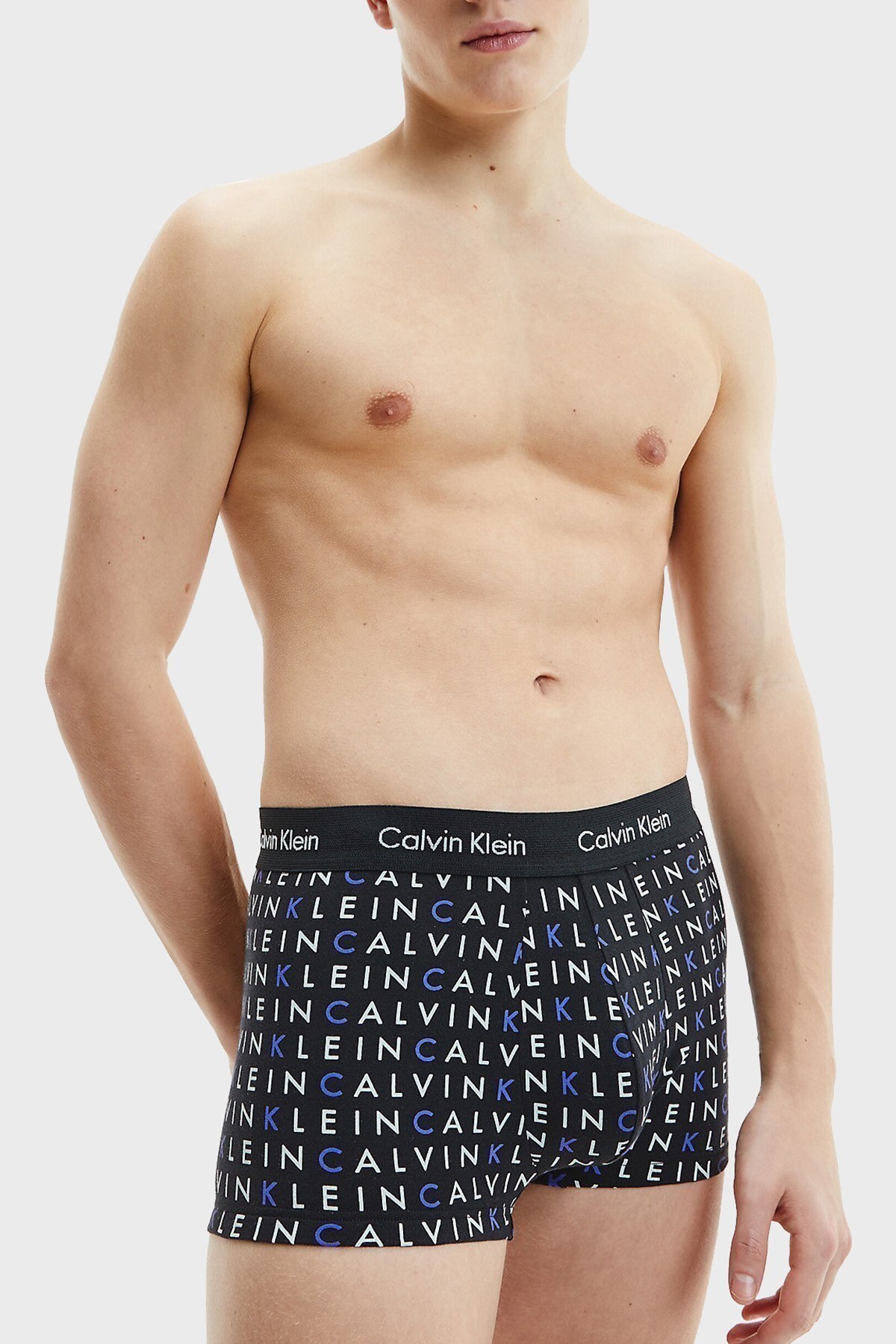 Calvin Klein Pamuklu Yumuşak Dokulu Esnek 3 Pack Erkek Boxer 0000U2664G 1WH Siyah-Beyaz-Açık Mavi