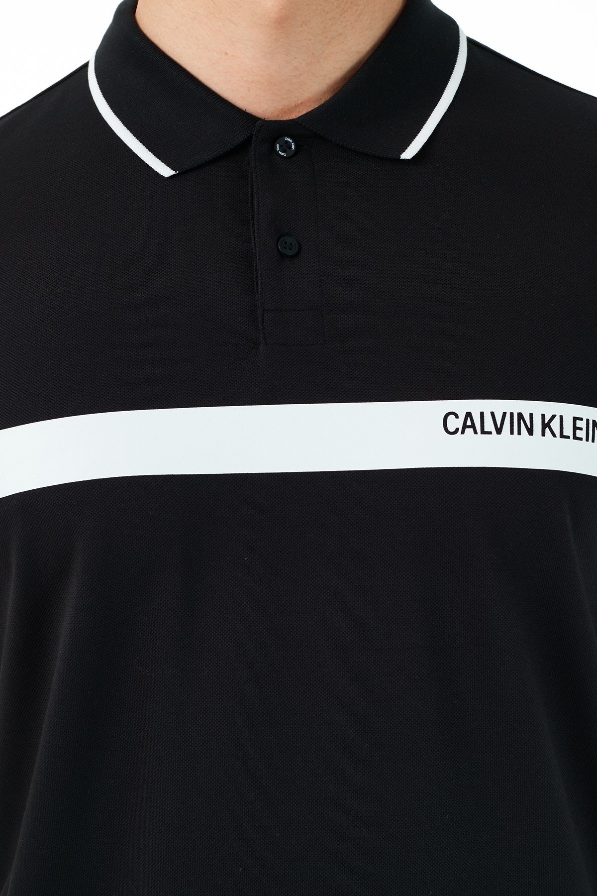 Calvin Klein Regular Fit % 100 Organik Pamuk Düğmeli T Shirt Erkek Polo K10K106458 BEH SİYAH