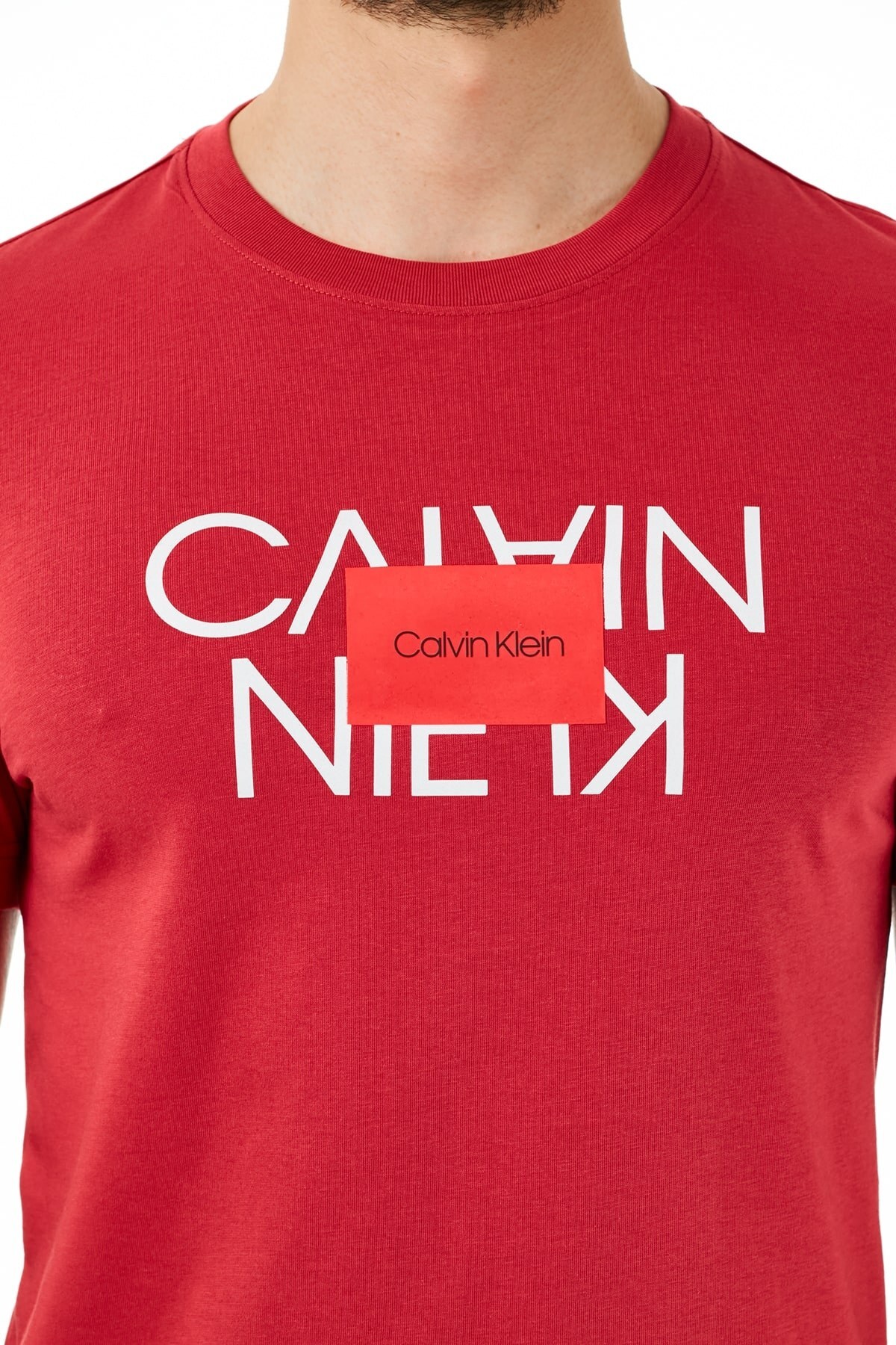 Calvin Klein Regular Fit Baskılı % 100 Organik Pamuk Erkek T Shirt K10K106489 XK6 KIRMIZI